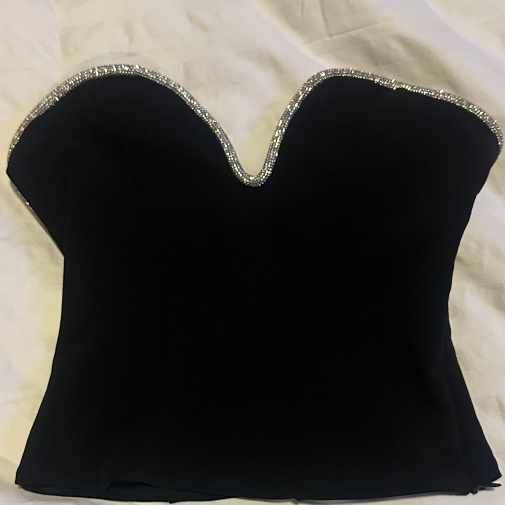 Dynamite Black Strapless Top with Silver Trim